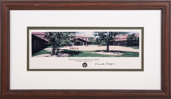 Ronald Reagan Signed and Framed 22 x 13 Photo of "The Ronald Reagan Presidential Library" (Beckett)